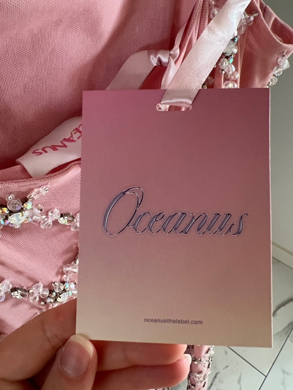 Oceanus Pink Embellished Mini Dress - Picture 3 of 3